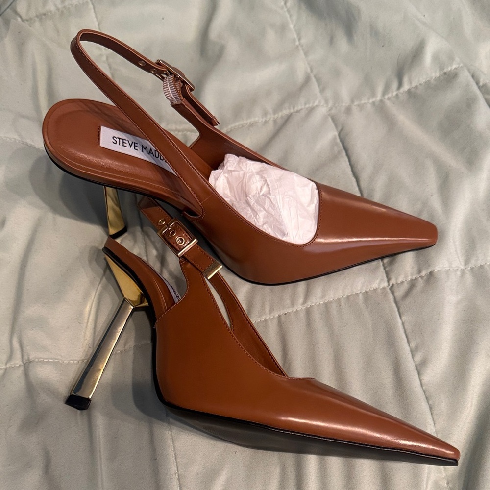Steve Madden Brown Slingback Heels - Picture 2 of 4